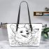 Happy corgi with butterfly on its nose in the garden leather tote bag