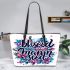 Happy Mother's Day blessed mama Leather Tote Bag