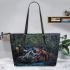 Hippo with dream catcher leather tote bag