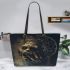 Horror scarry monster with dream catcher leather tote bag