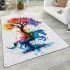 Horse and tree of life colorful drawing area rugs carpet