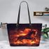 Horse fiery red mane and tail leather tote bag