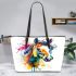 Horse head brush strokes leather tote bag