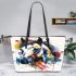 Horse head brush strokes leather tote bag