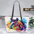 Horse head brush strokes leather tote bag