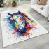 Horse head brush strokes colorful ink splash area rugs carpet