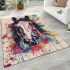 Horse head in the style of colorful paint splashes area rugs carpet