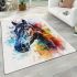 Horse head watercolor splashes area rugs carpet