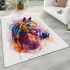 Horse head watercolor splashes area rugs carpet