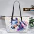 Horse watercolor realistic details leather tote bag