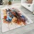 Horse with indian feather headdress area rugs carpet