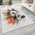 Horse with leaves colorful ink painting area rugs carpet