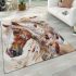 Horse with native american feathers area rugs carpet