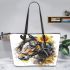 Horse with sunflower leather tote bag