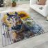 Horse with sunflower watercolor area rugs carpet