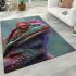 Illustrative colorful frog with fractal skin and glowing eyes area rugs carpet