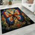 Intricate floral butterfly elegance area rugs carpet