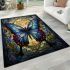 Intricate stained glass butterfly area rugs carpet