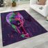 Iridescent neon pink and green tree frog on bamboo stick area rugs carpet