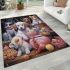 Joyful gathering with furry companions area rugs carpet