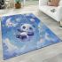 Kawaii anime style panda moon and stars area rugs carpet