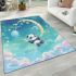 Kawaii anime style panda moon and stars area rugs carpet