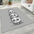 Kawaii style cute panda cubs stacked on top area rugs carpet