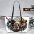 Labrador retriever dogs and dream catcher leather tote bag