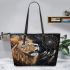 Lions smile with dream catcher leather tote bag