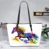 Magical fantasy horse galloping leather tote bag