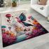 Majestic bird and whimsical balloons in dreamy landscape area rugs carpet