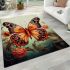 Majestic butterfly on colorful blossom area rugs carpet