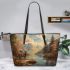 Majestic deer standing gracefully leather totee bag