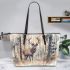 Majestic deer with impressive antlers standing in the forest leather totee bag