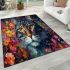 Majestic floral feline area rugs carpet