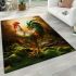 Majestic golden rooster in nature area rugs carpet