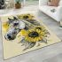 Majestic horse with flowing mane adorned in sunflowers area rugs carpet