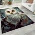 Majestic owl in the dark forest area rugs carpet