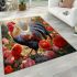 Majestic rooster in a rose garden painting area rugs carpet