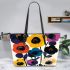 Flowers in the style of marano k electronic music Leather Tote Bag, Totes, Crossbody, Purse: Bag Gift Idea for Girlfriend, Sitter, Birthday, Women ,Daughter, Mama, Ladies