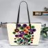 Flowers in the style of marano k electronic music 23 Leather Tote Bag, Totes, Crossbody, Purse: Bag Gift Idea for Girlfriend, Sitter, Birthday, Women ,Daughter, Mama, Ladies