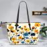 Flowers in the style of marano k electronic music using various shades Leather Tote Bag, Totes, Crossbody, Purse: Bag Gift Idea for Girlfriend, Sitter, Birthday, Women ,Daughter, Mama, Ladies