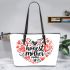 markings strong heart with mother's day Leather Tote Bag