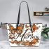 Mnteal orange and brown butterflies mama Leather Tote Bag