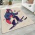 Monkey wearing hat and skiing with electric guitar area rug