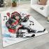 Monkey wearing hat and skiing with electric guitar area rug