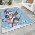 Monkey wearing sunglasses skiing with electric guitar area rug