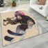 Monkey wearing sunglasses skiing with trumpet area rug