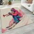 Monkey wearing sunglasses skiing with trumpet area rug