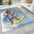 Monkey wearing sunglasses surfing with banana area rug